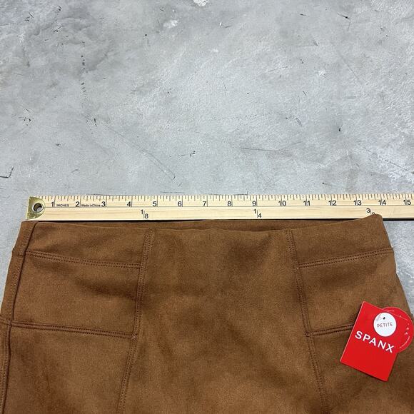 NEW Spanx Faux Suede Leggings In Rich Caramel Brown Size Medium Petite - Picture 5 of 7